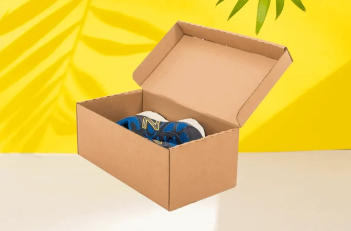 cardboard shoe boxes sample with shoes inside