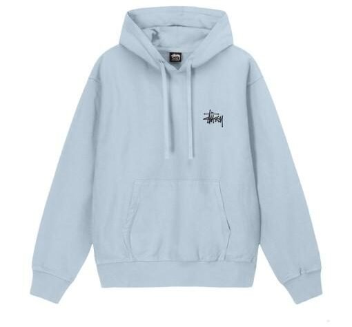 A selection of exclusive Stussy hoodies displayed on hangers, showcasing unique designs and vibrant colors, representing the brand's iconic streetwear style