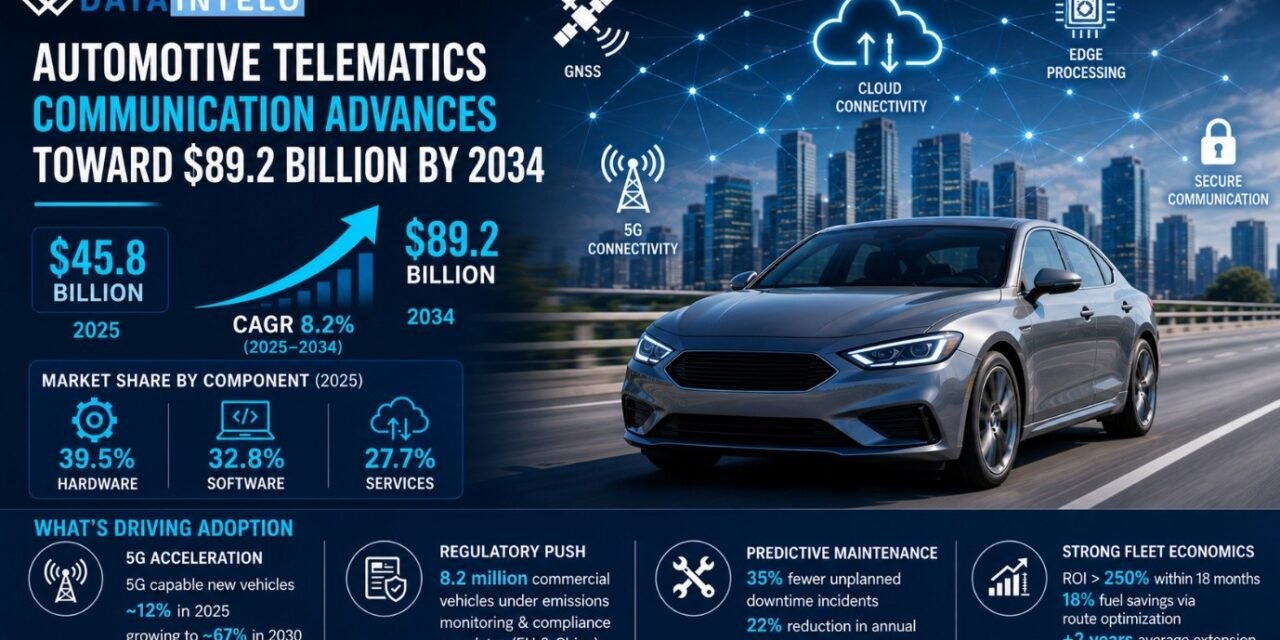 Automotive Telematics Communication Advances Toward $89.2 Billion by 2034 at an 8.2% CAGR